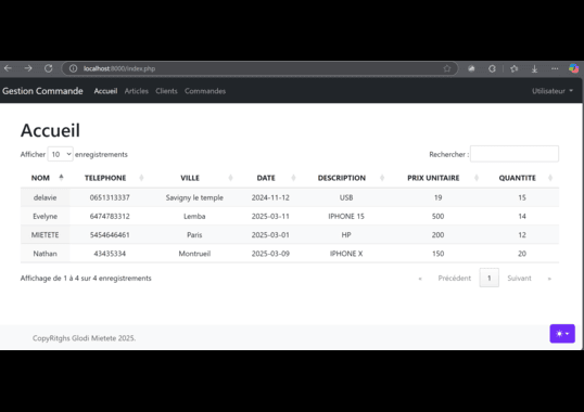 capture de la page d'accueil