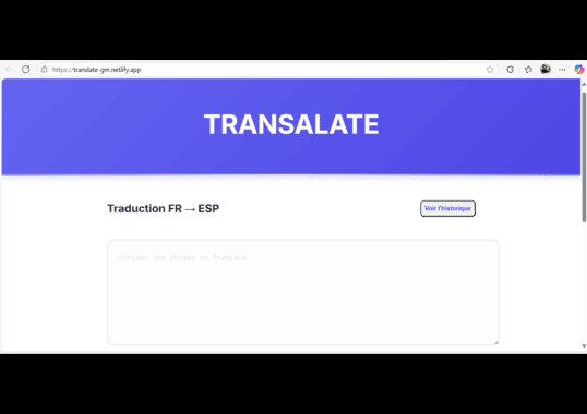 capture de la page d'accueil